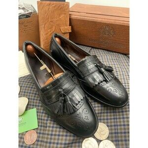 Allen Edmonds Bridgeton Black Slip On Loafer Tassel Kiltie Men's 10.5C Made USA